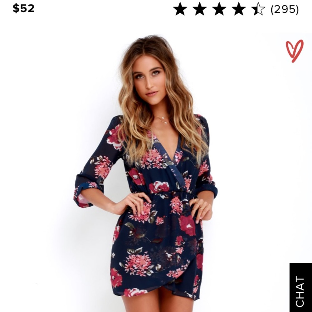 Lulus Pretty Pretender Navy Floral Print Dress